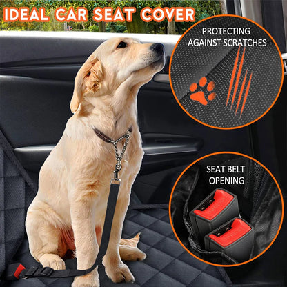 waterproof dog car seat cover installed on back seat non slip dog hammock car seat cover for SUV heavy duty dog back seat protector waterproof universal fit pet car seat cover with side flaps scratch proof dog seat cover protecting leather seats