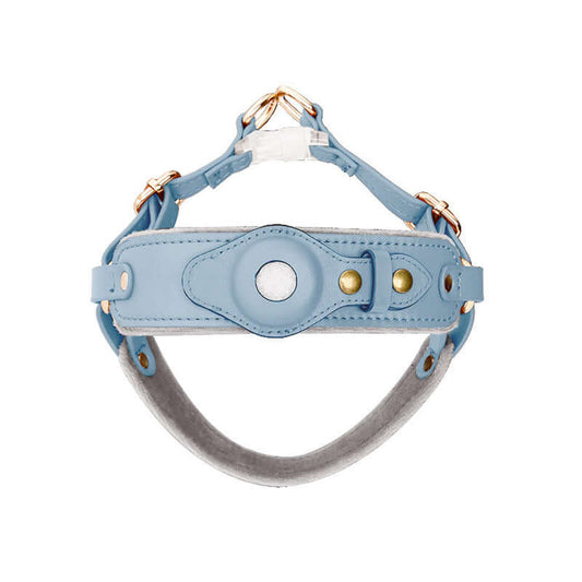 Leather AirTag Dog Harness & Leash Set
